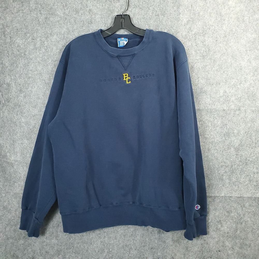 Boston‎ College Vintage 90s 80s Champion Mens Large Navy Blue Sweater Sweatshirt